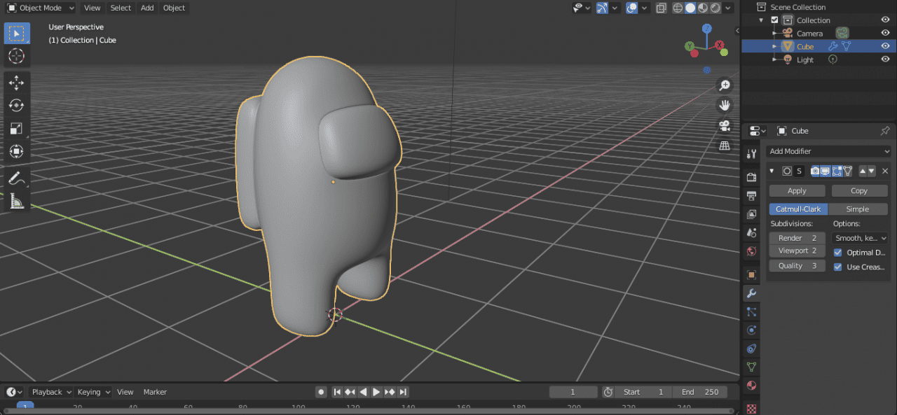 blender among us crewmate character 3d subdivision surface modifier