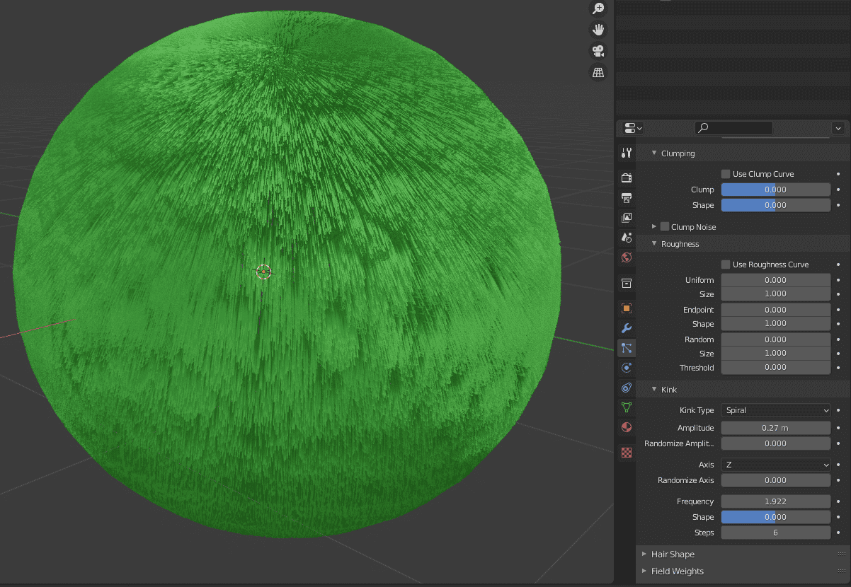 blender hair spiral