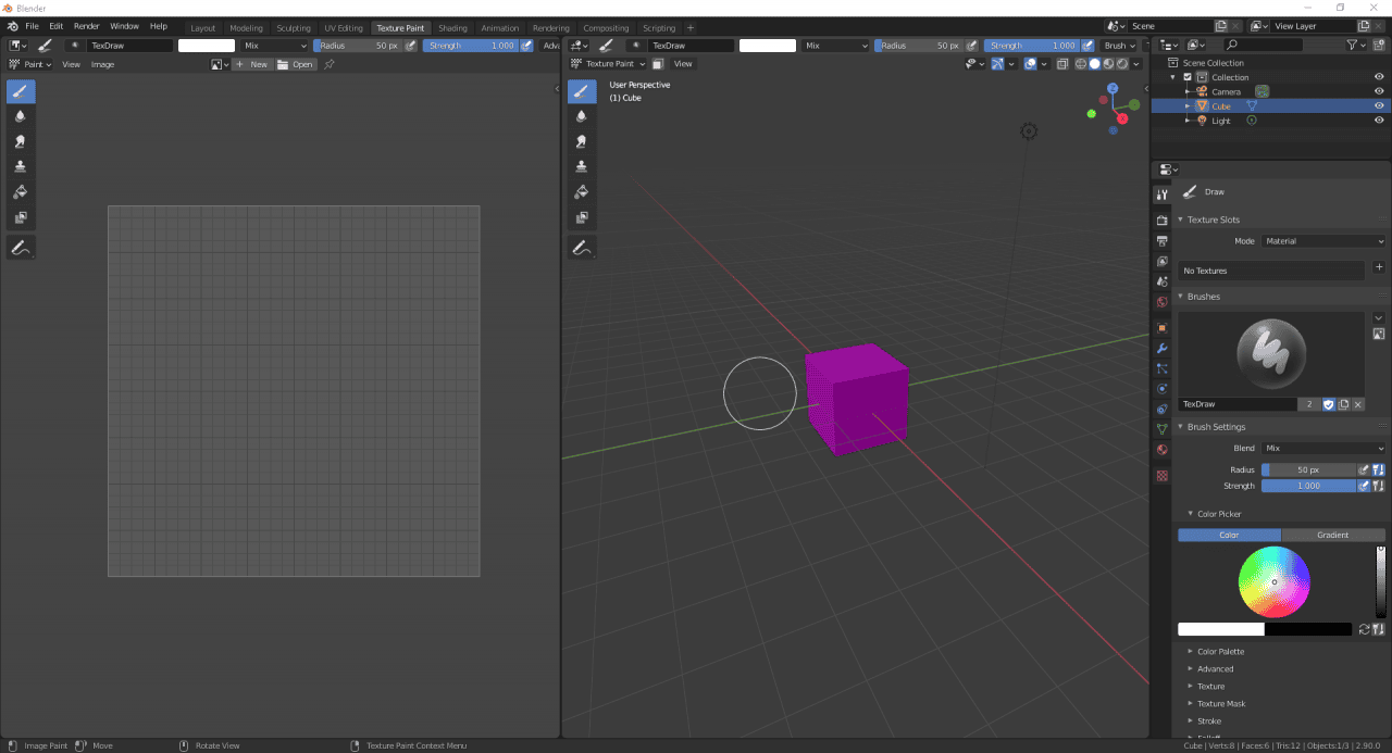 blender texture paint workspace