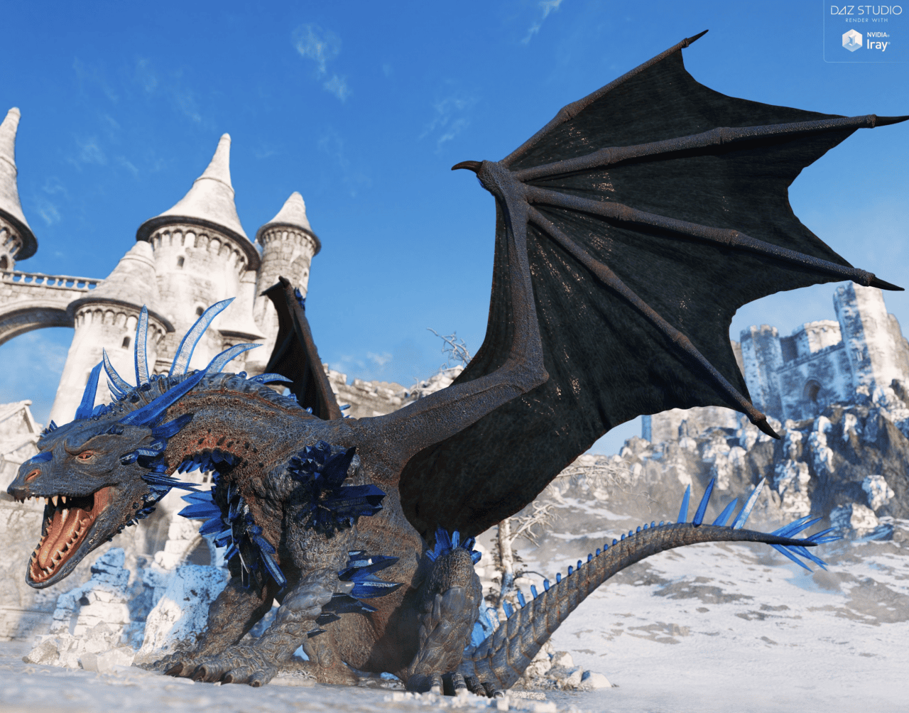 crystal dragon 3d model in daz