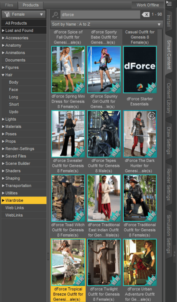 daz dforce wardrobe