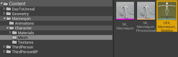 ue4 mannequin skeleton editing