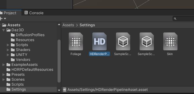 unity software import from daz hd settings shader skin diffusion profile