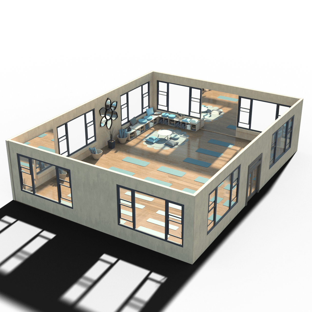 Zoomed out rendering of the yoga environment